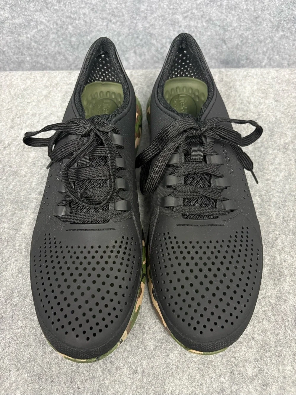 Crocs LiteRide Pacer Black Camo Sneakers Men’s Size 11 Comfort Walking Shoes